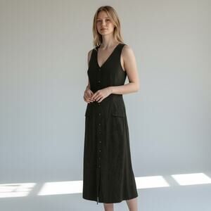 Vintage Clues Collection Microfiber Green Faux Suede Sleeveless Dress Size Small